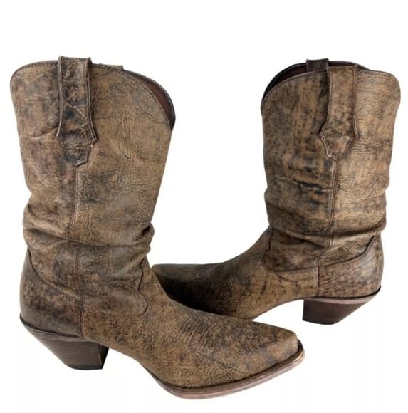 Durango Distressed Tan Heeled Boots - Picture 2 of 8